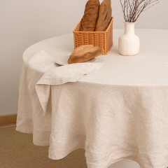 natural round linen table cloth set