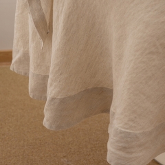 natural round linen table cloth set