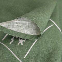 leaf green round linen table cloth set