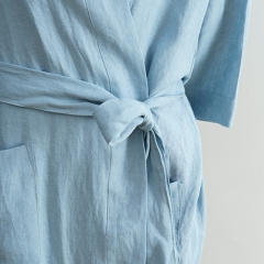 Sky blue linen robe