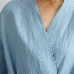 Sky blue linen robe