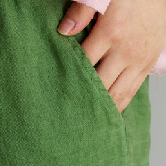 Fern green linen women pants
