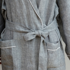 Grey woven linen robe