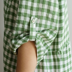 Sand green gingham woman dress