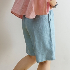Sky blue linen shorts