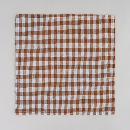 chocolate gingham linen table napkin