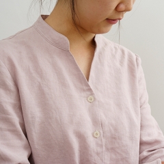 Peach wood women linen shirt pajamas set