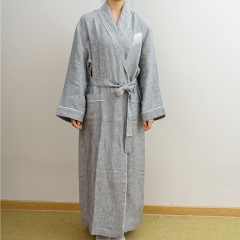 Grey woven linen robe