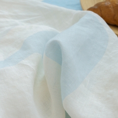 Wave printed round linen table cloth