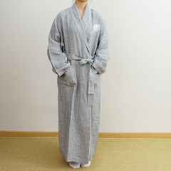 Grey woven linen robe
