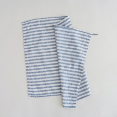 Light blue stripe linen tea towel