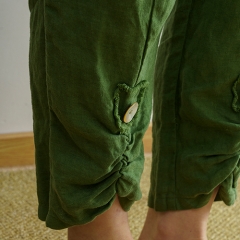 Fern green linen women pants