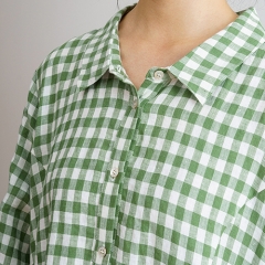 Sand green gingham woman dress