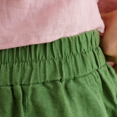 Fern green linen women pants