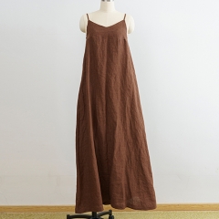 coffee v neck woman dress