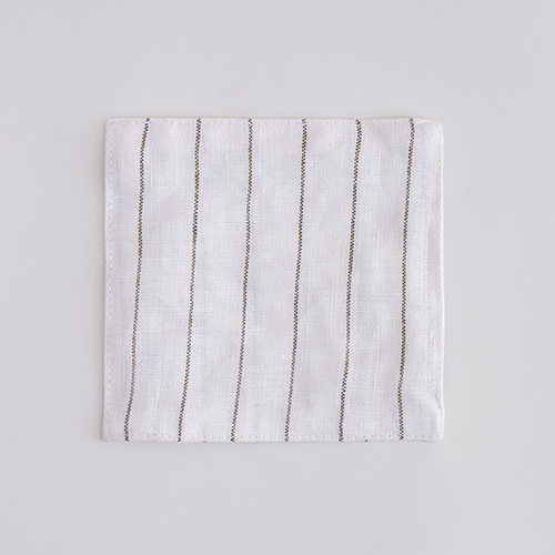 Green white stripe linen bar cocktail napkin