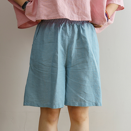 Sky blue linen shorts