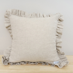Natural ruffle edge linen cushion cover