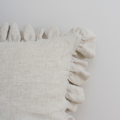 Natural ruffle edge linen cushion cover