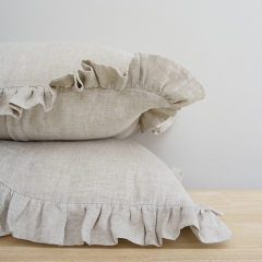 Natural ruffle edge linen cushion cover