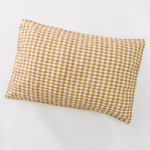 light orange gingham standard linen pillowcase