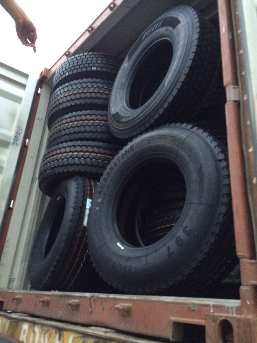 Container loading for truck tires customers from Belgium