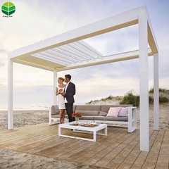 Waterproof Aluminum Pergola Coverings Electric Opening Pergola Roof With LED Light