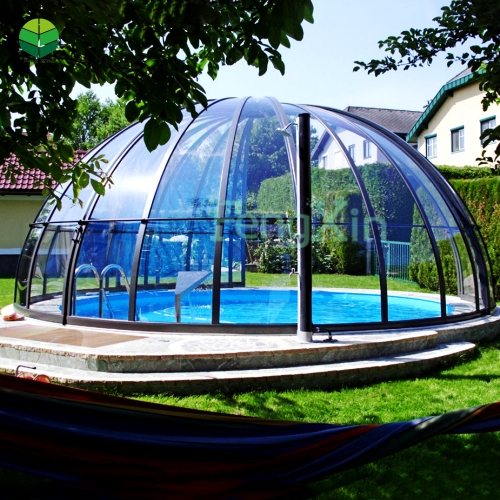 Motorize Four Season Outdoor Glass Retractable Swimming Pool Roof Cover