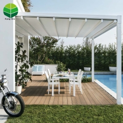 Motorized retractable PVC fabric roof