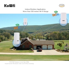 KuWFi 2-Pack 300Mbps Wireless Outdoor CPE Kit Point-to-Point wireless Bridge