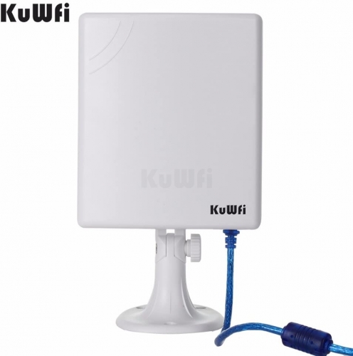 KuWFi Long Range Outdoor WiFi Netwok Adapter, High Gain 14dBi Antenna 5M Cable Wireless USB Adapter Stable Signal Outdoor