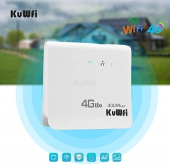 KuWFi 4G WiFi Router Unlocked 300Mbps 4G LTE CPE Mobile WiFi Wireless Routers for SIM Card Slot with LAN Port Support Caribbean,Europe,Asia, Middle Ea