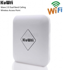 KuWFi 1200Mbps Wave2 Wireless Ceiling AP Dual Band 802.11ac Wireless Router Enterprise WiFi System AP Up to 128Users 48V POE