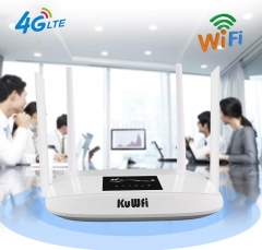 KuWFi 300Mbps 4G LTE CPE, Unlocked 4G CPE Wireless Router with SIM Card Solt with Antenna support 32Uusers