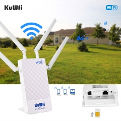 KuWFi Outdoor Router 4G LTE SIM Card Waterproof WiFi Router Support Port Mapping DMZ Setting Work with 48V POE Switch POE Camera