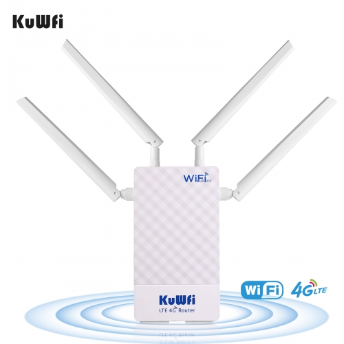 KuWFi Box 4G, Routeur 4G LTE 150Mbps WiFi 300Mbps avec 2 Antennes, Ports  LAN/WAN, connectivité Jusqu'au 32 appareils, Cartes SIM modem 4G pour la  plupart des opérateurs comme cadeaux de Noël en