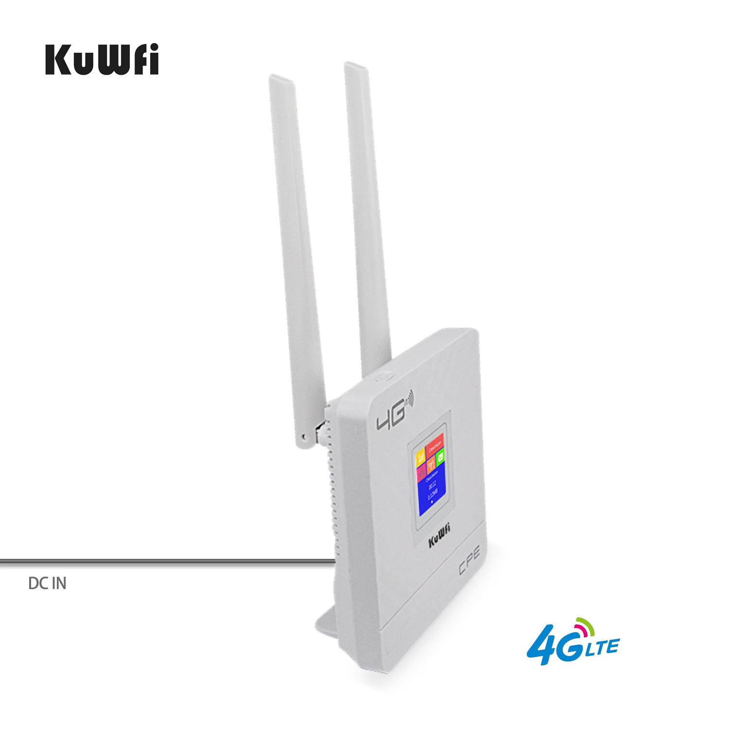 KuWFi Routeur 4G sim, 4G CPE Routeurs WiFi 300Mbps CAT4 SIM LTE Fonctionne  avec Une caméra IP ou Couverture WiFi extérieure avec Une Antennes