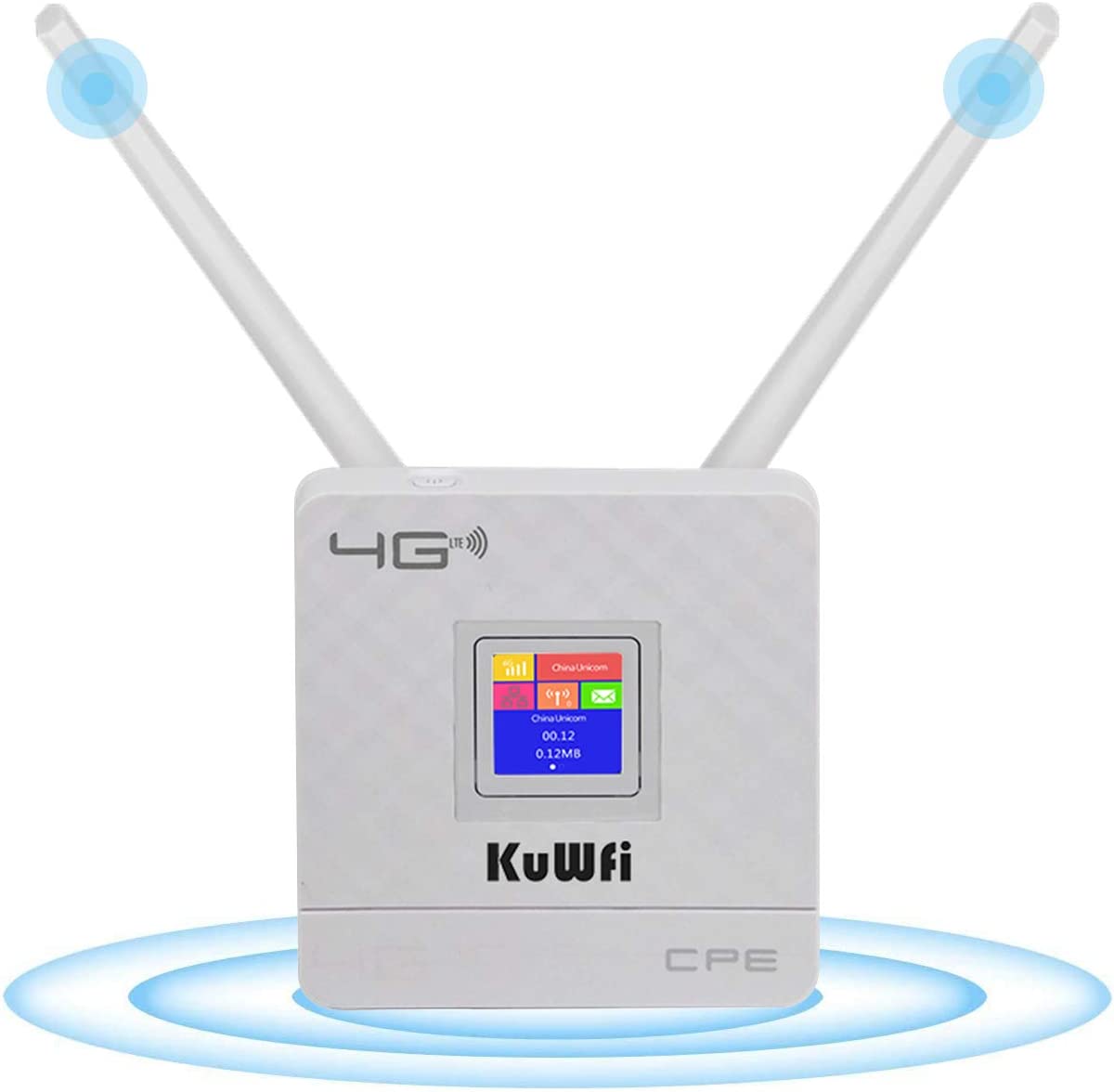 KuWFi Router WiFi Con Sim Card, Router 4G Con Sim Esterno, Modem 4G SIM,  Wan/Lan Port, Wireless Fino a 750Mbps, 4 Antenne Esterne Ad Alto Guadagno