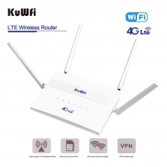 KuWFi Indoor 4G WiFi Router 300Mbps Wide Coverage with 4 External Antennas Up to 32 User