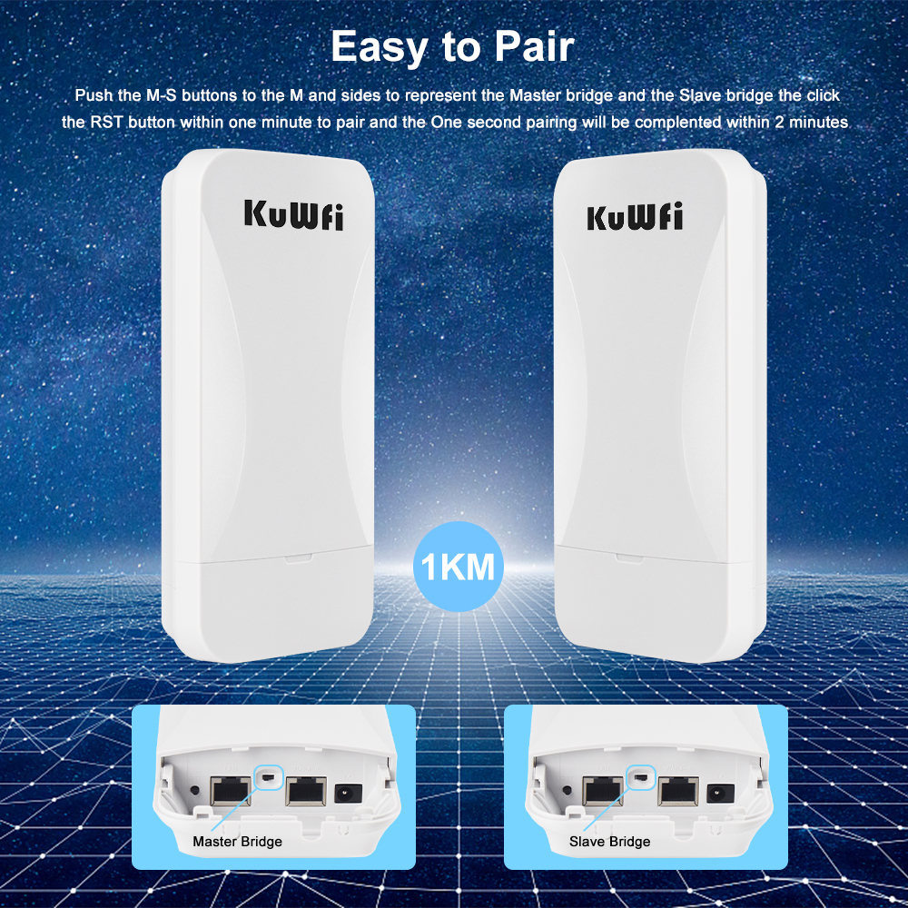 Kuwfi Km Wireless Bridge G Mbps Outdoor Cpe Ap Repeater Point To Point Wireless Bridge