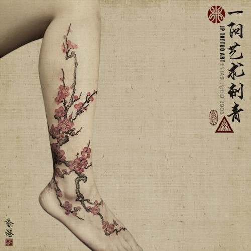 Chinese Ink Brush Cherry Blossom