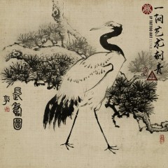 Crane and Pine Tree