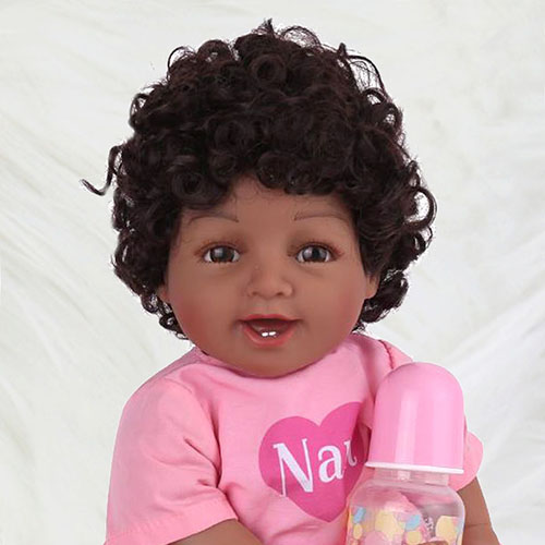22" African American Lifelike Realistic Reborn Baby Dolls Smile Girl Ada Kaydora