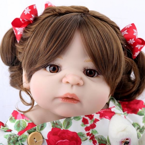 Full silicone baby dolls Toddler Life Like dolls Curly Hair 22" | Kaydora