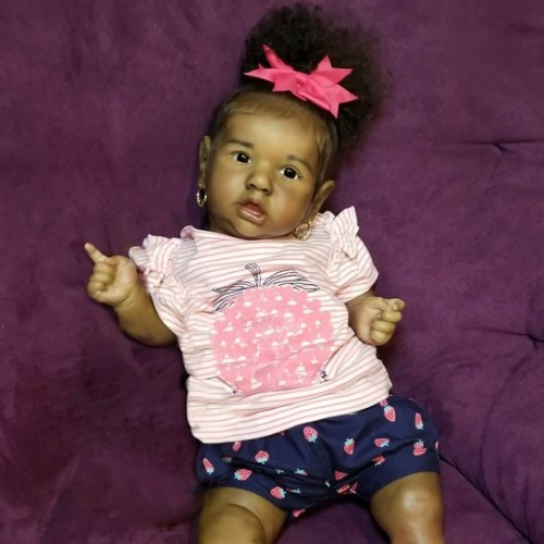 22" African American Lifelike Realistic Reborn Baby Dolls  Girl Saskia