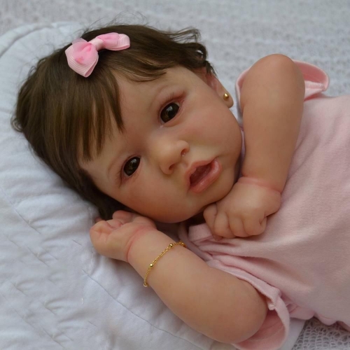 12" Full silicone Realistic Baby Reborn Dolls Isabella with her Bear