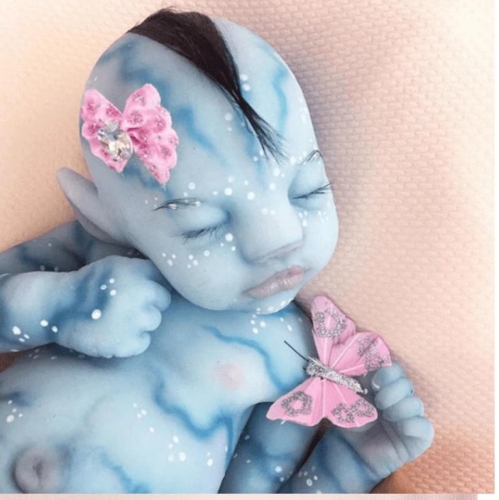 12" Blue Skin Reborn Baby Elf Dolls Handmade Doll
