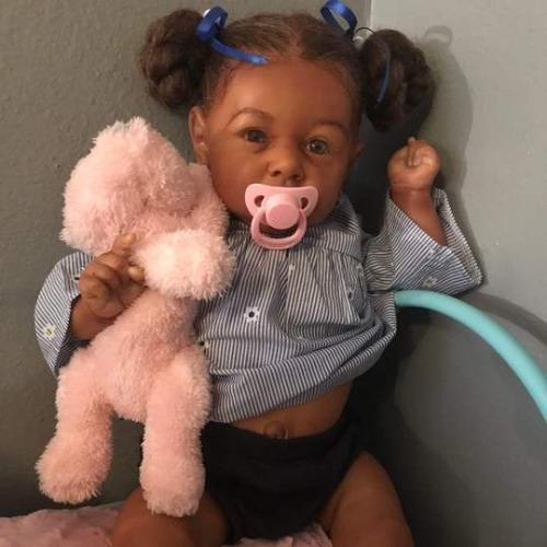 22" Reborn Baby Pretty African American Girl lifelike black dolls