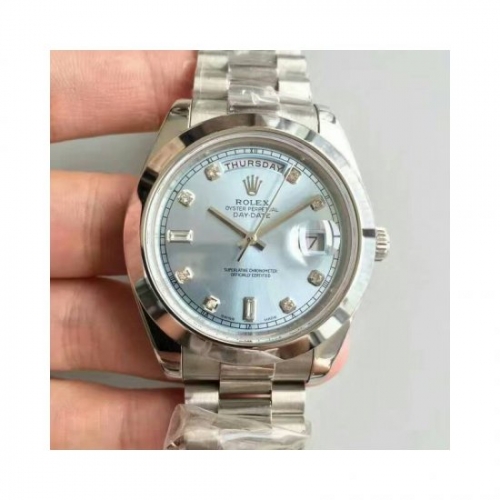 Rolex Day-Date II 218206 41MM V6 Stainless Steel Blue Dial Swiss