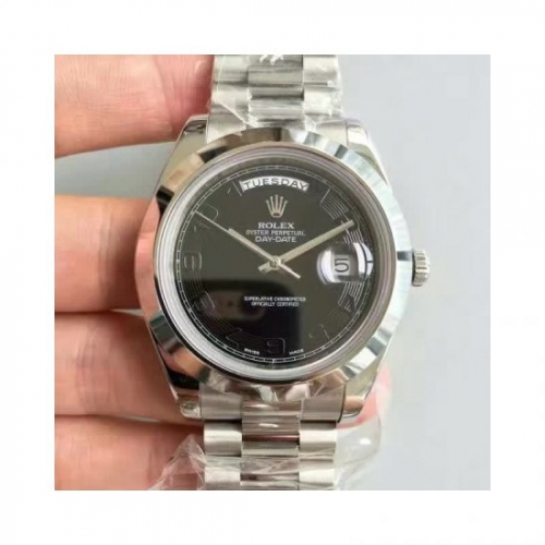 Rolex Day-Date II 218206 41MM V6 Stainless Steel Black Dial Swis